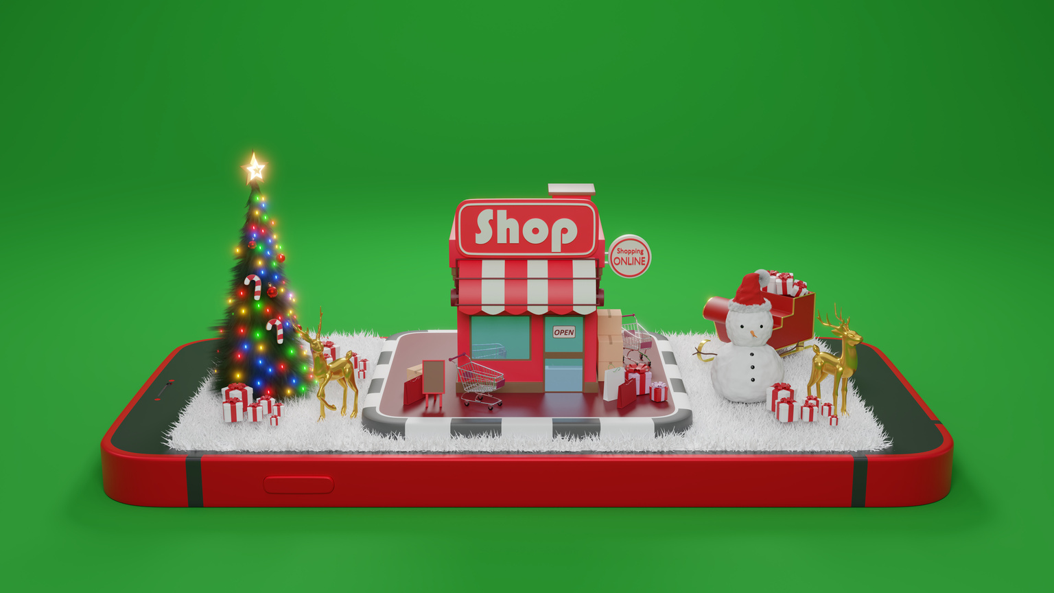 Christmas Online Shopping Concept 